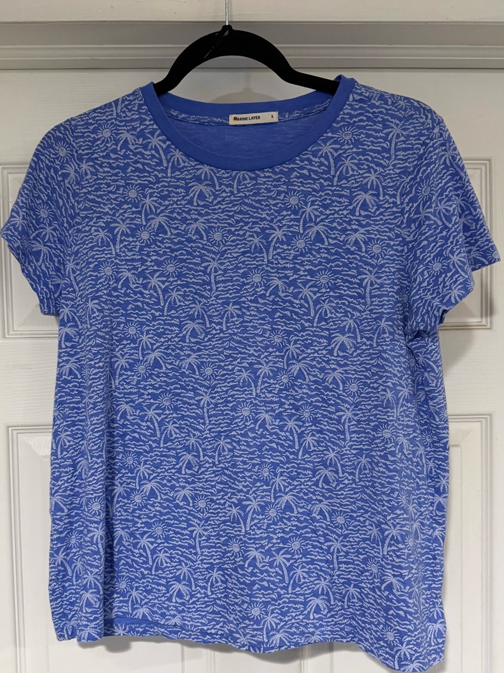 Marine Layer Blue Palm-Print Swing Tee